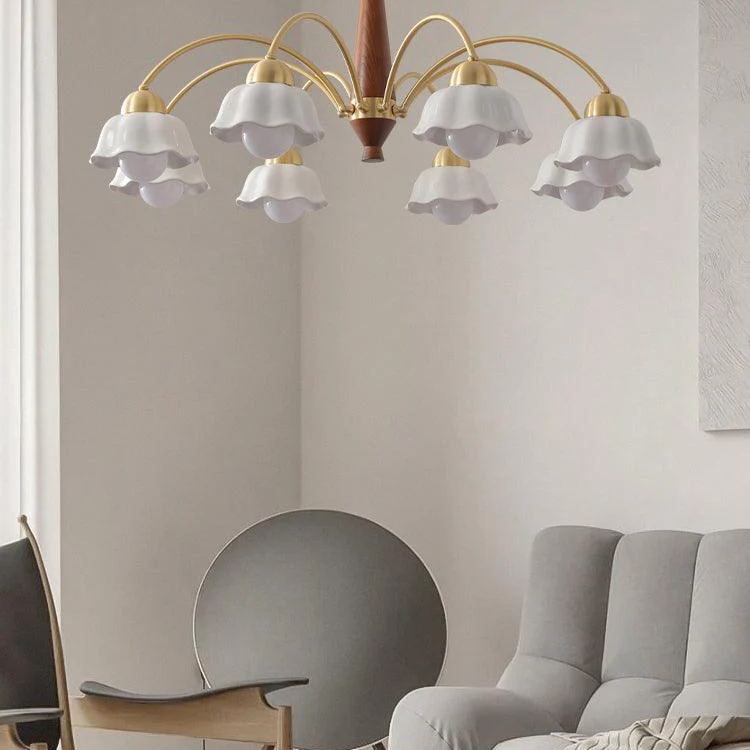 Valentina Vintage Brass Glass Chandelier Shades Living Dining Room