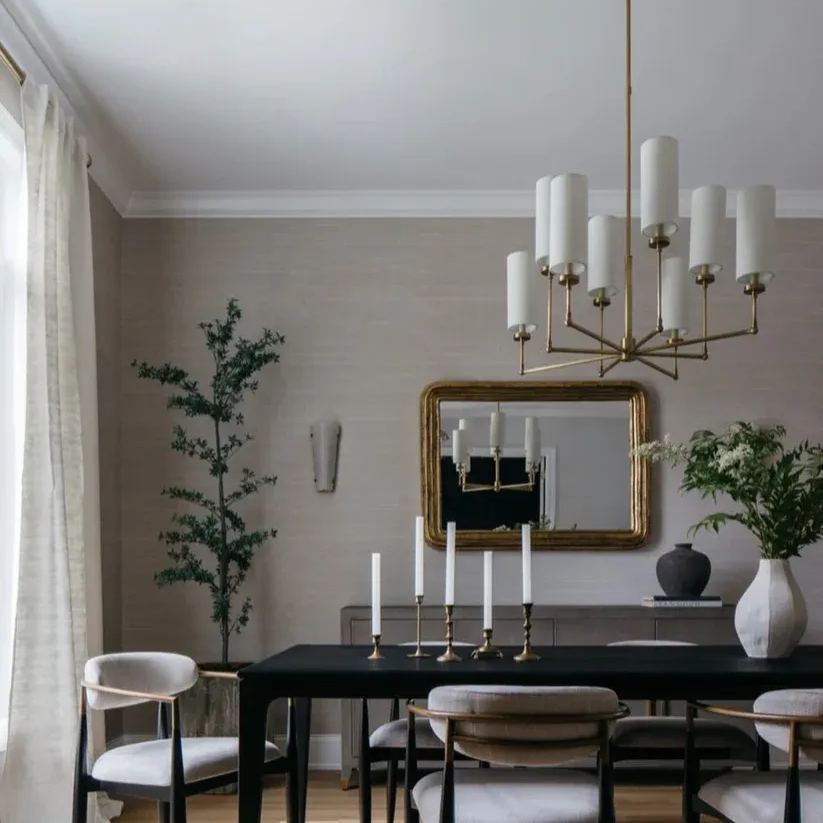 Alessio Modern Classical Brass Fabric Chandelier Shades Living Dining Room