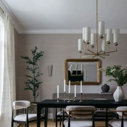 Alessio Modern Classical Brass Fabric Chandelier Shades Living Dining Room