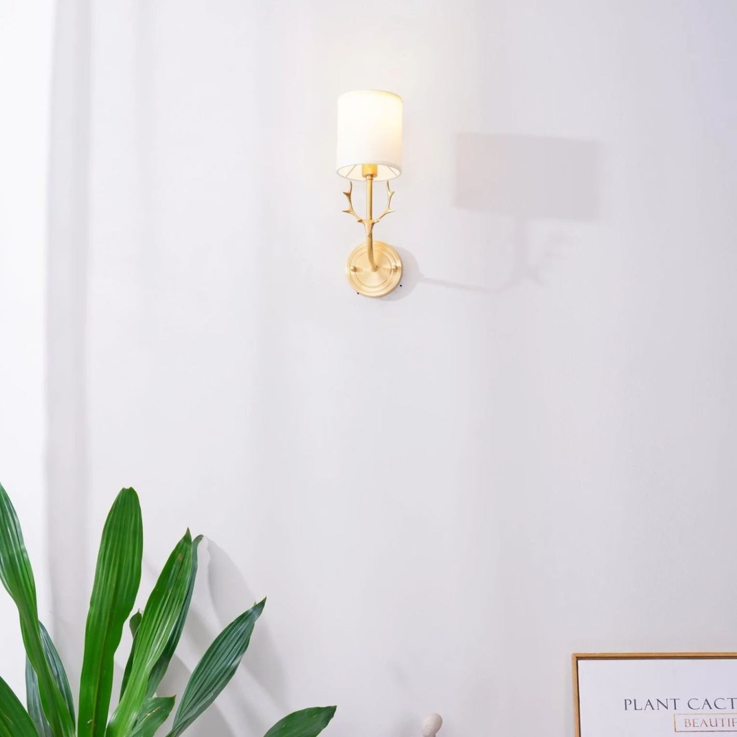 Alessio Vintage Brass Deer Head Fabric Wall Light Bedroom Hallway