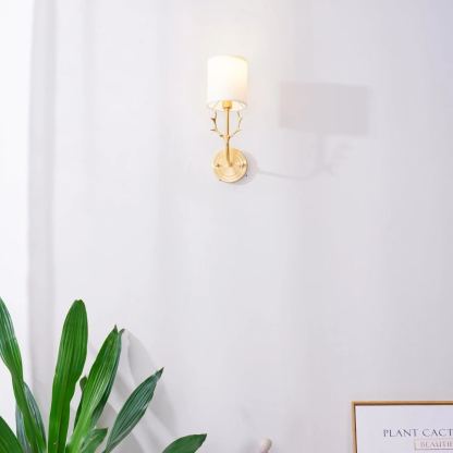 Alessio Vintage Brass Deer Head Fabric Wall Light Bedroom Hallway