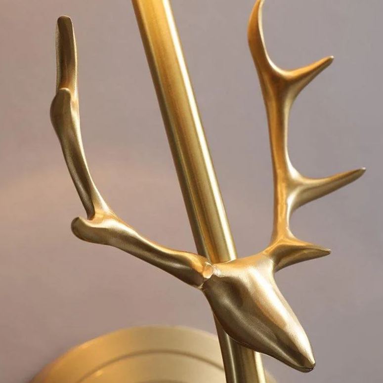 Alessio Vintage Brass Deer Head Fabric Wall Light Bedroom Hallway