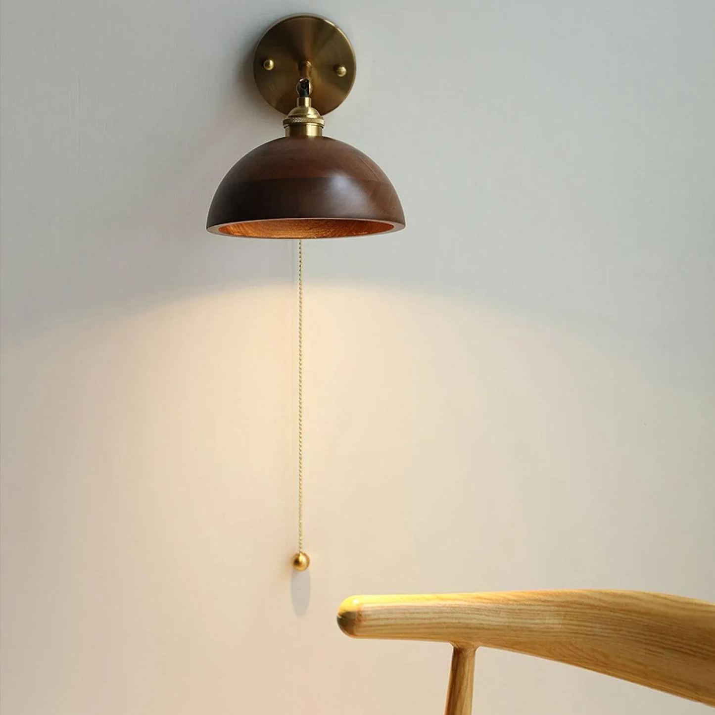 Alessio Vintage Round Wood Wall Light Bedroom Hallway Living Room