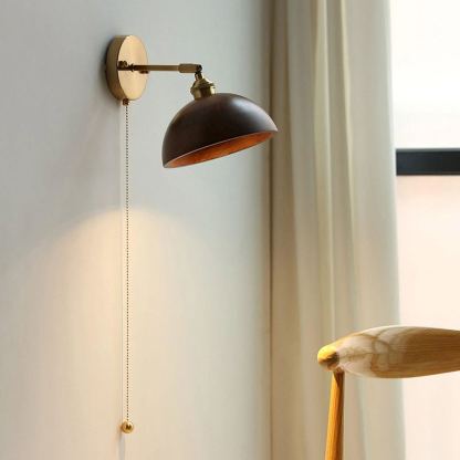 Alessio Vintage Round Wood Wall Light Bedroom Hallway Living Room