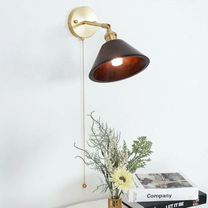 Alessio Vintage Round Wood Wall Light Bedroom Hallway Living Room
