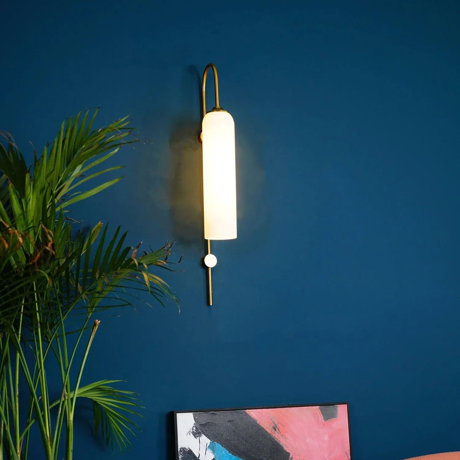 Hailie Minimalism Metal Gold Black Glass Wall Lamp Bedroom Living Room