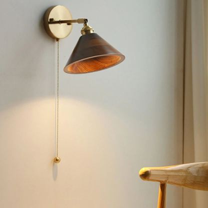 Alessio Vintage Round Wood Wall Light Bedroom Hallway Living Room