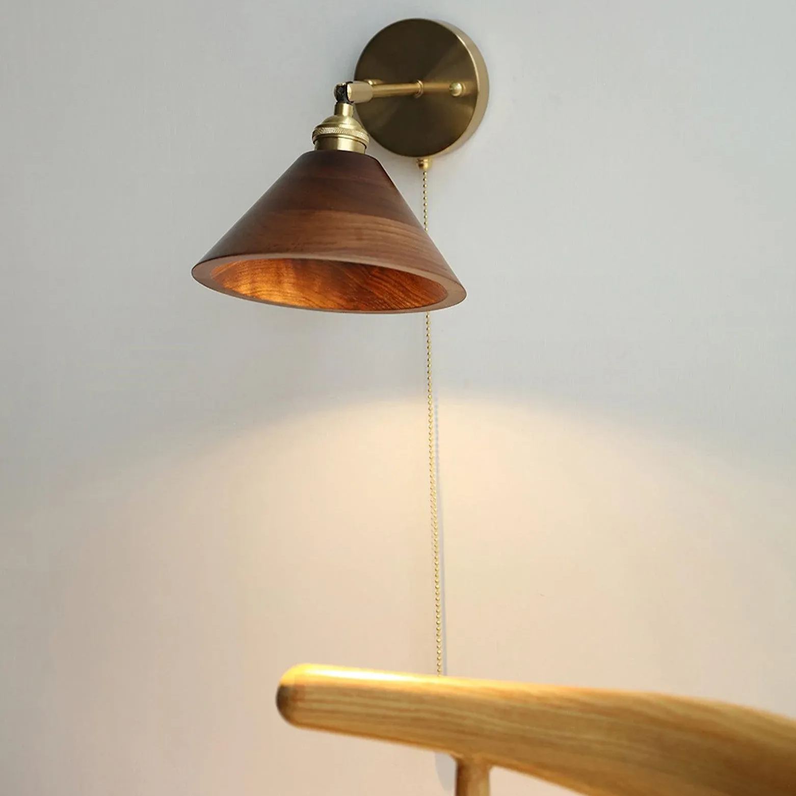 Alessio Vintage Round Wood Wall Light Bedroom Hallway Living Room
