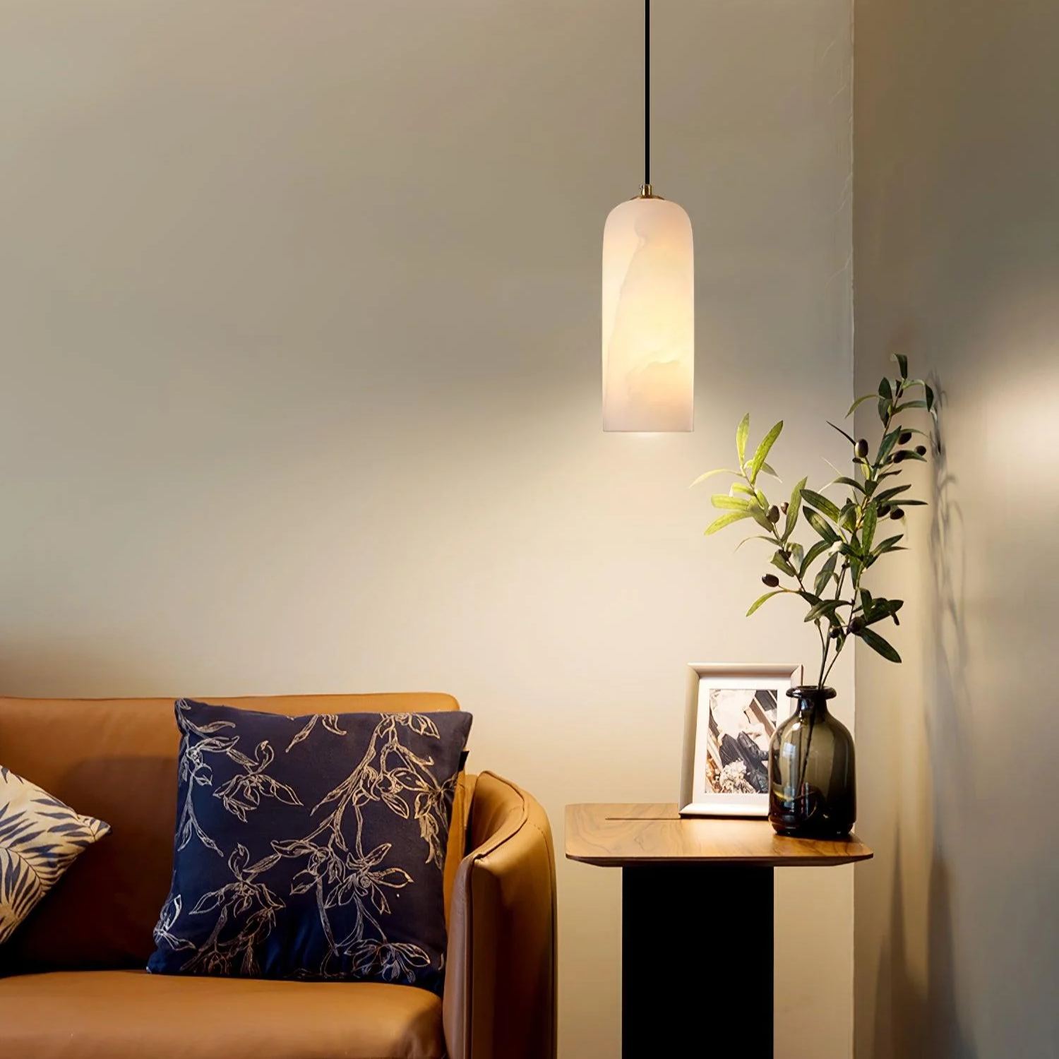 Jade Minimalism Metal Alabaster Pendant Light Bedroom Living Room