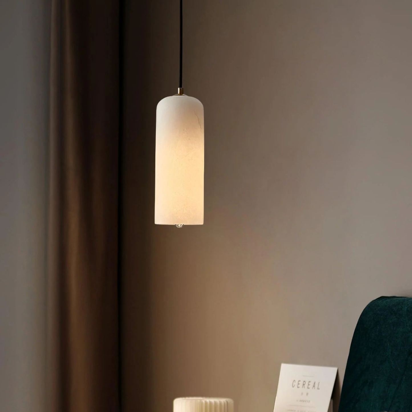Jade Minimalism Metal Alabaster Pendant Light Bedroom Living Room