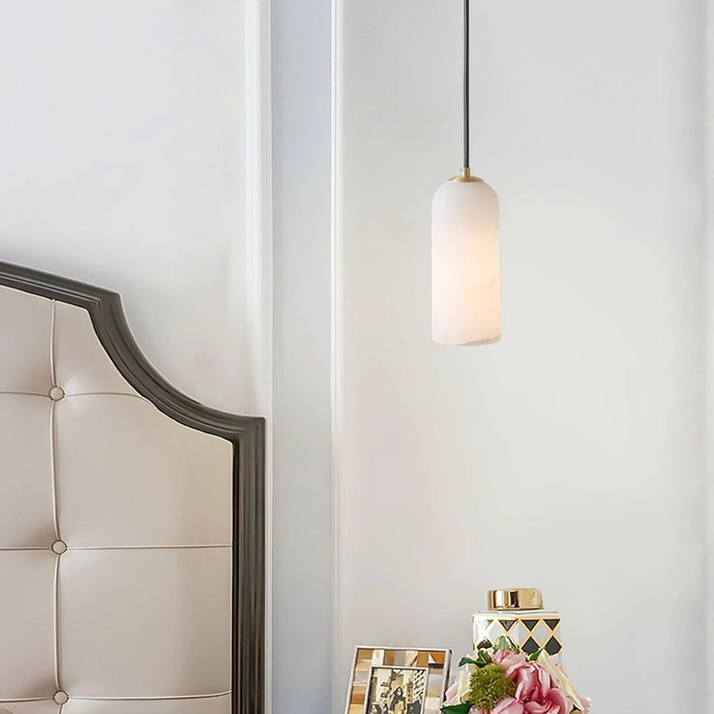 Jade Minimalism Metal Alabaster Pendant Light Bedroom Living Room