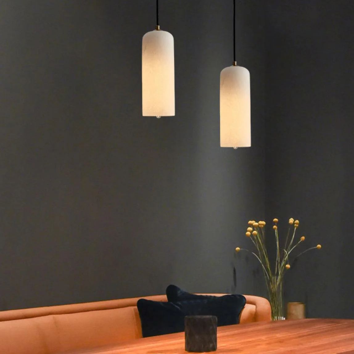 Jade Minimalism Metal Alabaster Pendant Light Bedroom Living Room