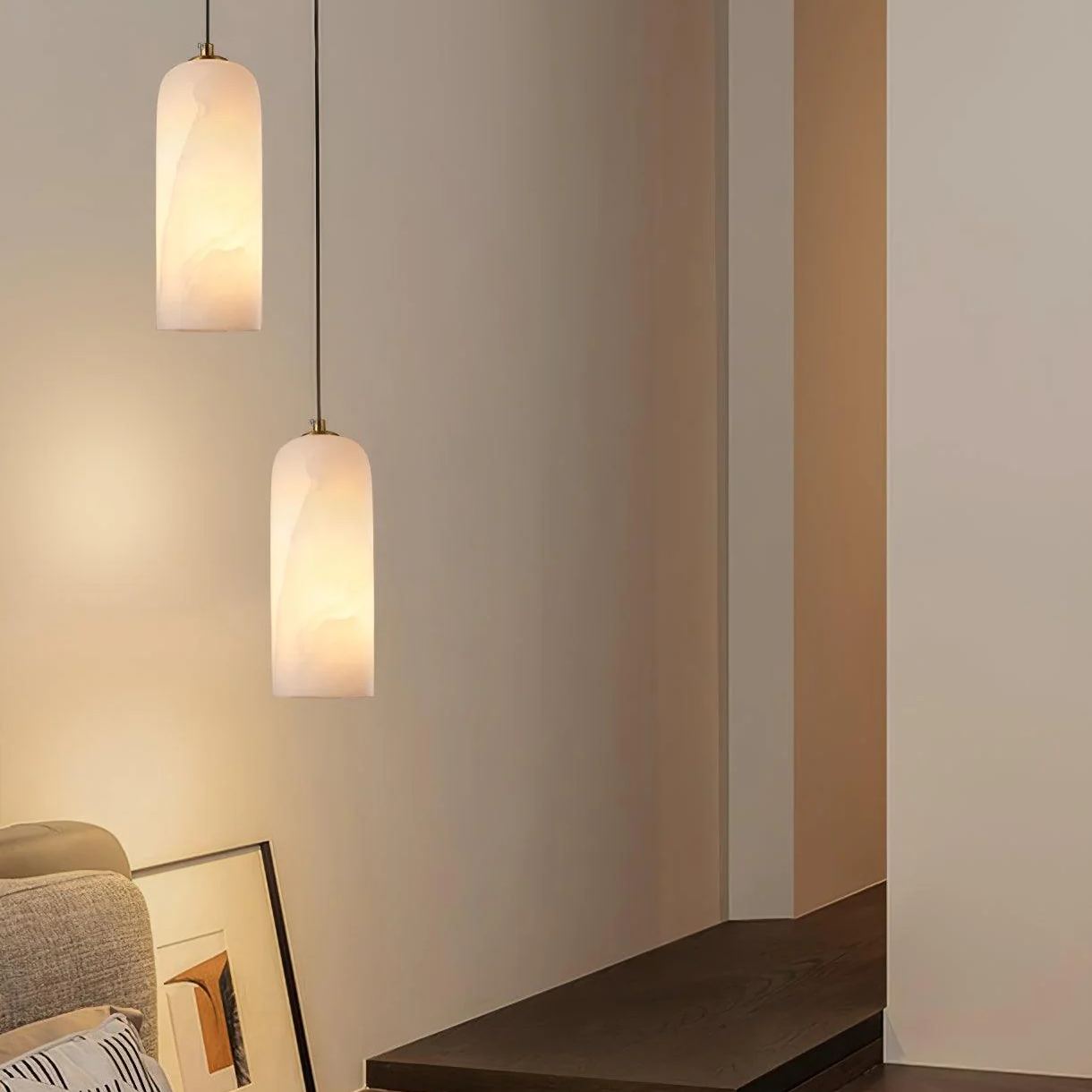 Jade Minimalism Metal Alabaster Pendant Light Bedroom Living Room
