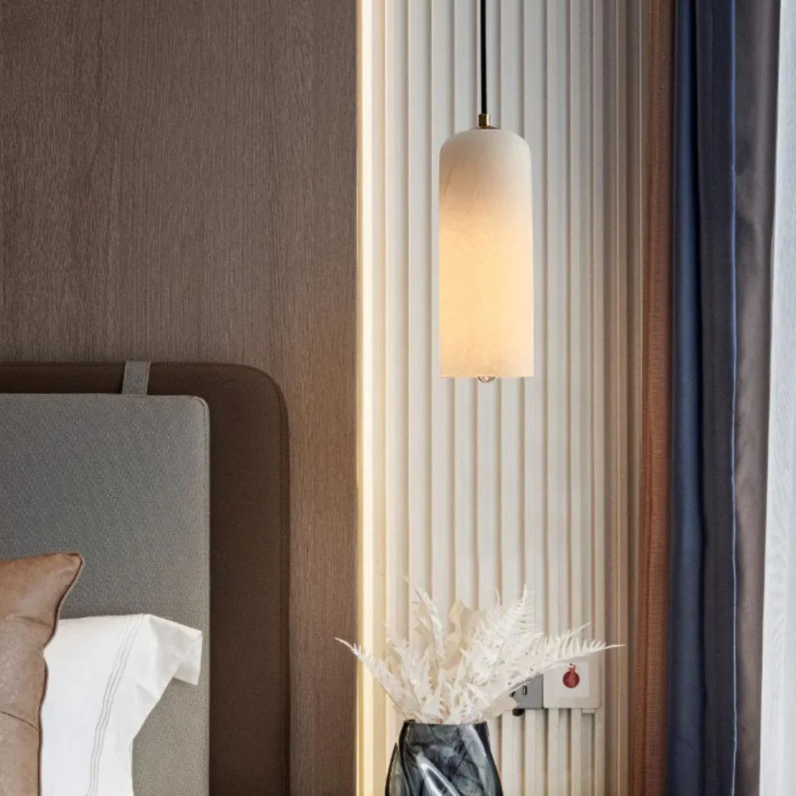 Jade Minimalism Metal Alabaster Pendant Light Bedroom Living Room