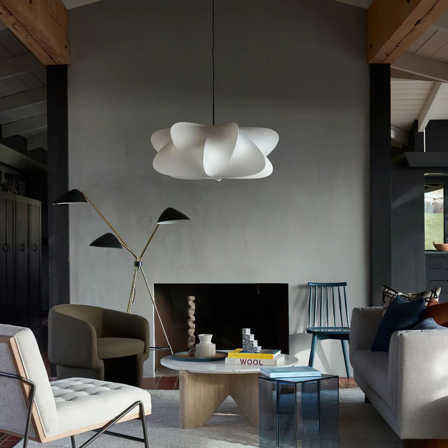 Ozawa Modern Unusual Silk Pendant Light Bedroom Dining Room