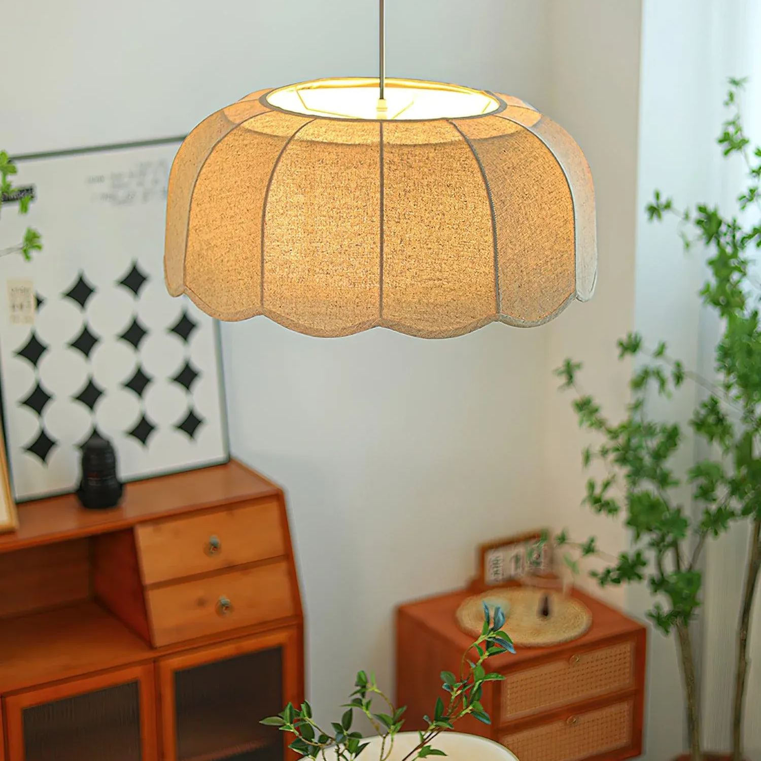 Renée Cottage Banana Leaf Fabric Pendant Light Shades Bedroom Living Room