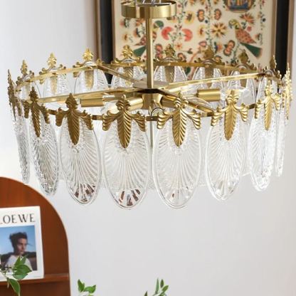 Alessio Vintage Luxury Glass Round Chandelier Living Dining Room