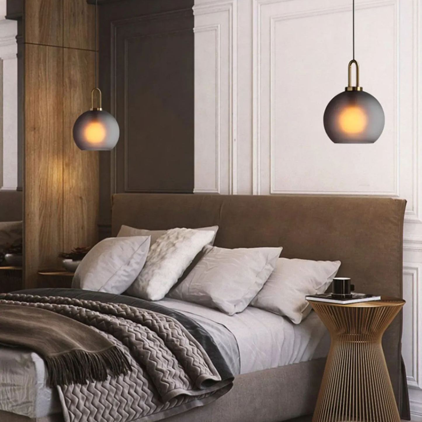 Hailie Modern Round Glass Pendant Light Bedroom Hallway Living Room
