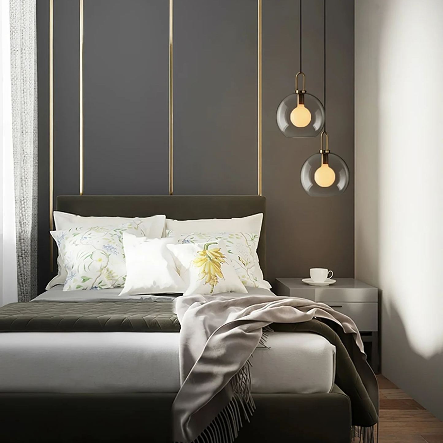 Hailie Modern Round Glass Pendant Light Bedroom Hallway Living Room