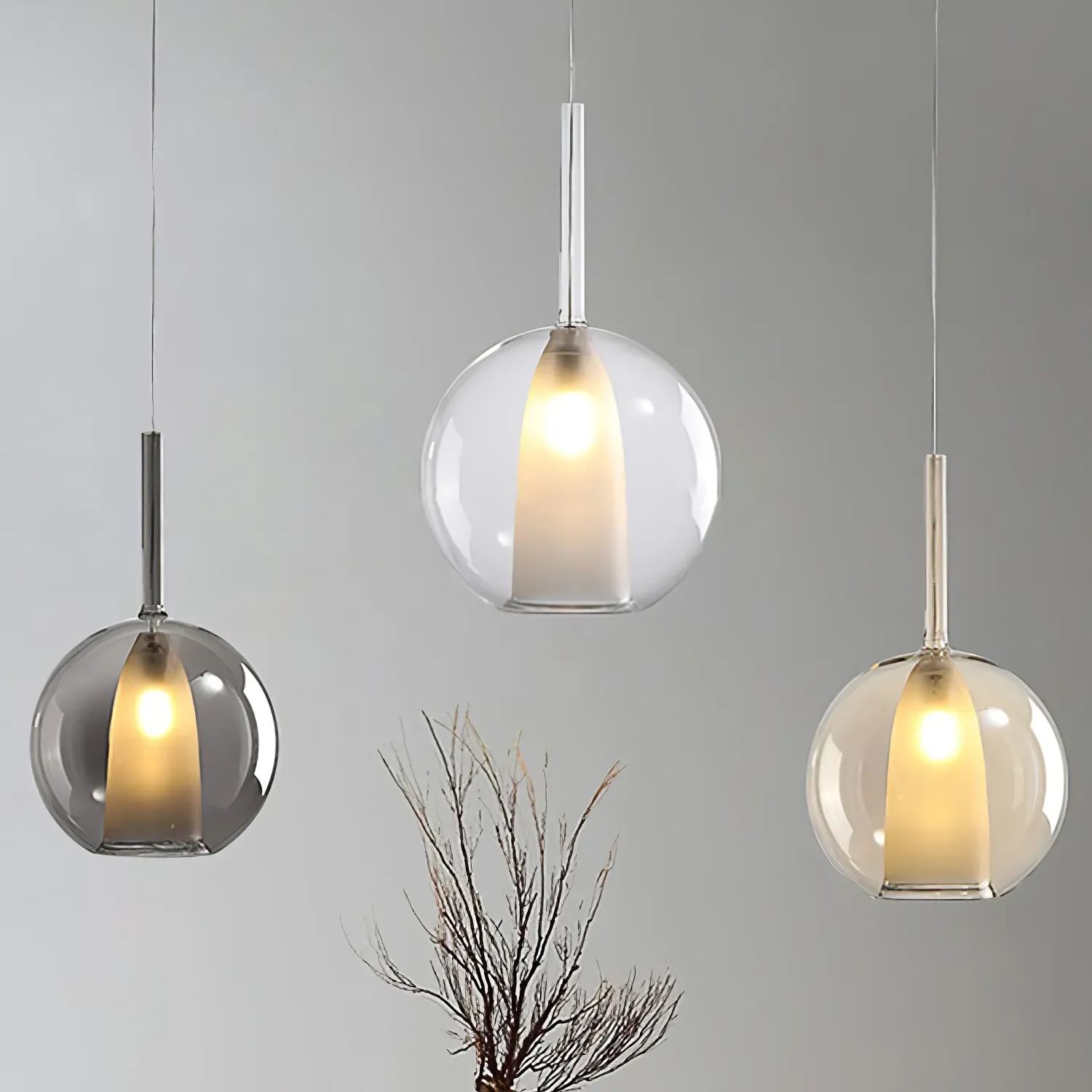 Hailie Modern Round Glass Pendant Light Bedroom Living Room