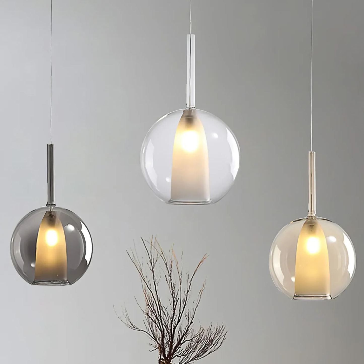 Hailie Modern Round Glass Pendant Light Bedroom Living Room