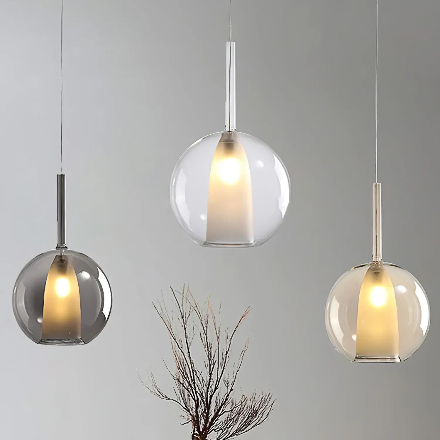 Hailie Modern Round Glass Pendant Light Bedroom Living Room
