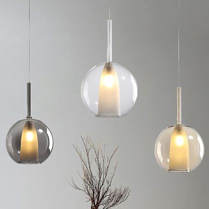 Hailie Modern Round Glass Pendant Light Bedroom Living Room