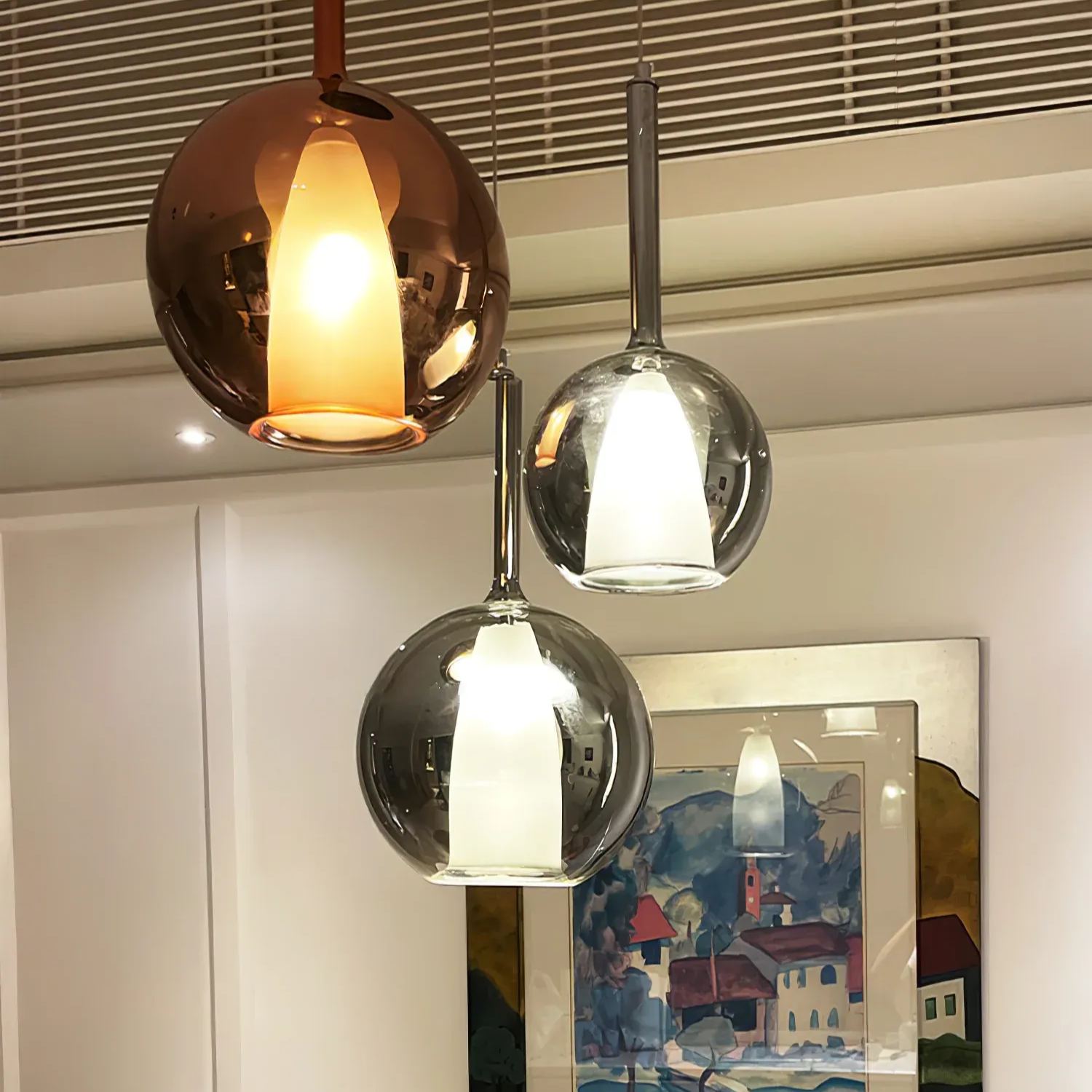 Hailie Modern Round Glass Pendant Light Bedroom Living Room