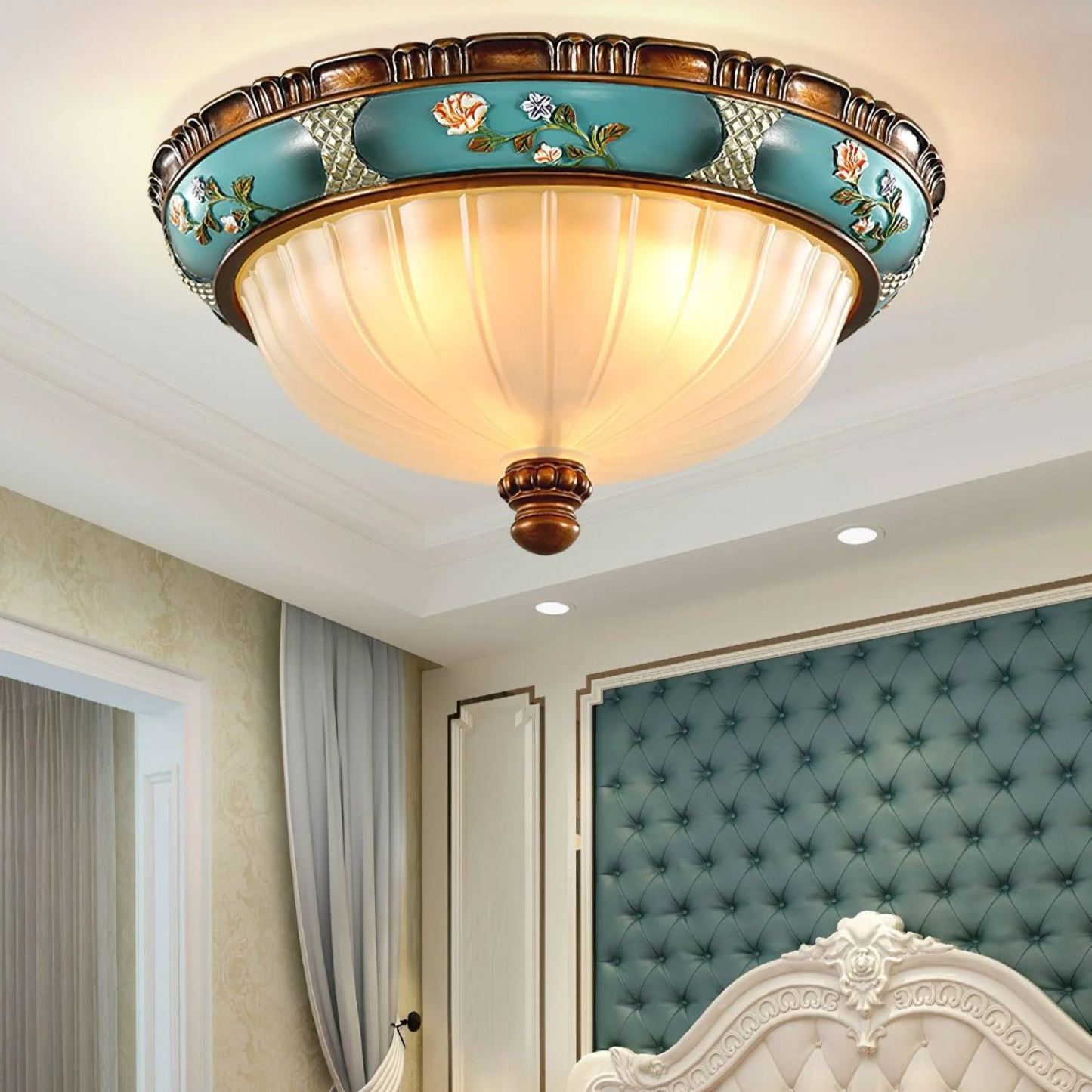 Alessio Vintage Classical Round Glass Ceiling Light Shades Bedroom