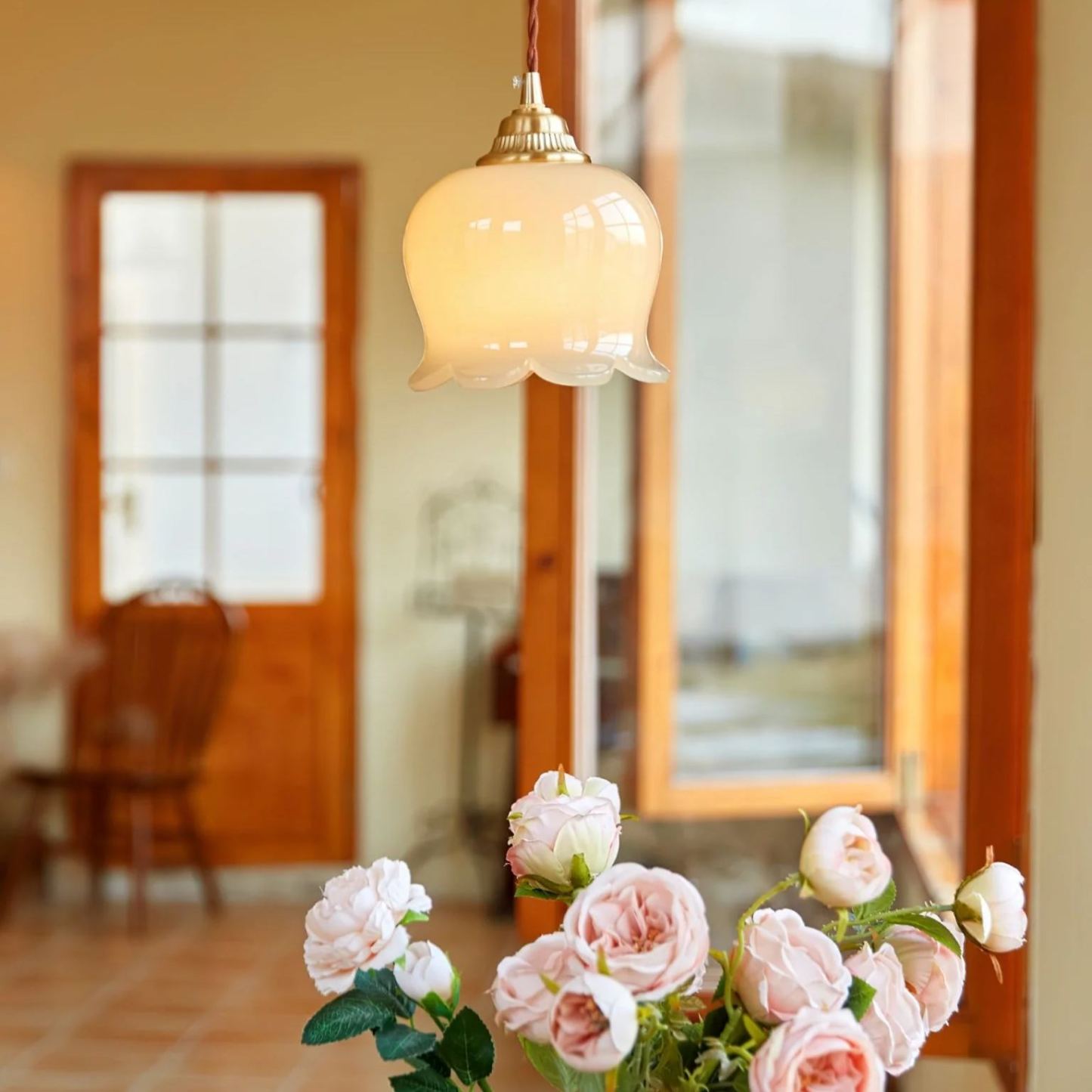 Carins Vintage Flower Resin Pendant Light Bedroom Living Dining Room