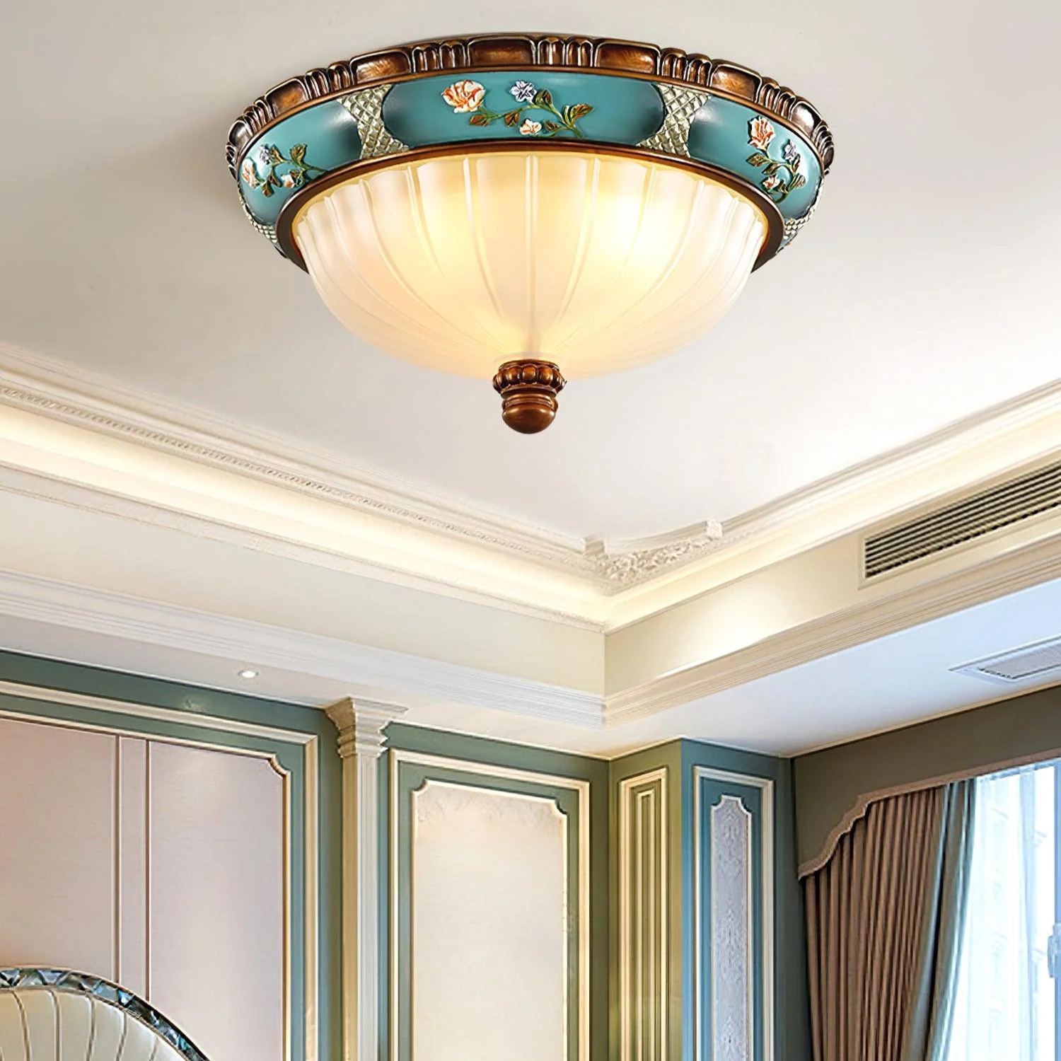 Alessio Vintage Classical Round Glass Ceiling Light Shades Bedroom