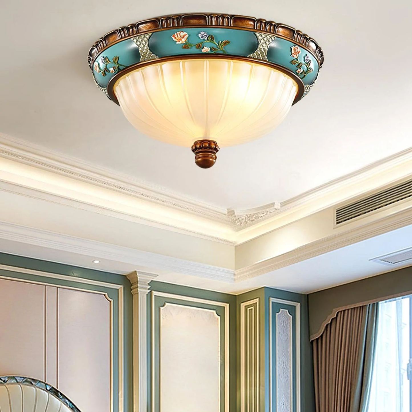 Alessio Vintage Classical Round Glass Ceiling Light Shades Bedroom