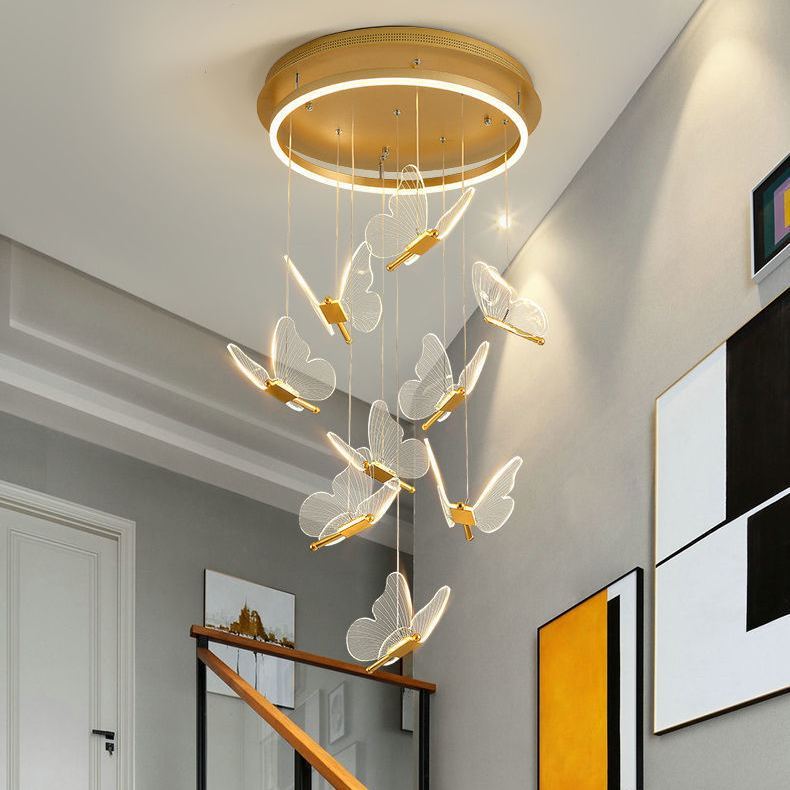 Olivia Pendant Light Butterfly Modern Luxury Metal Acrylic Corridor