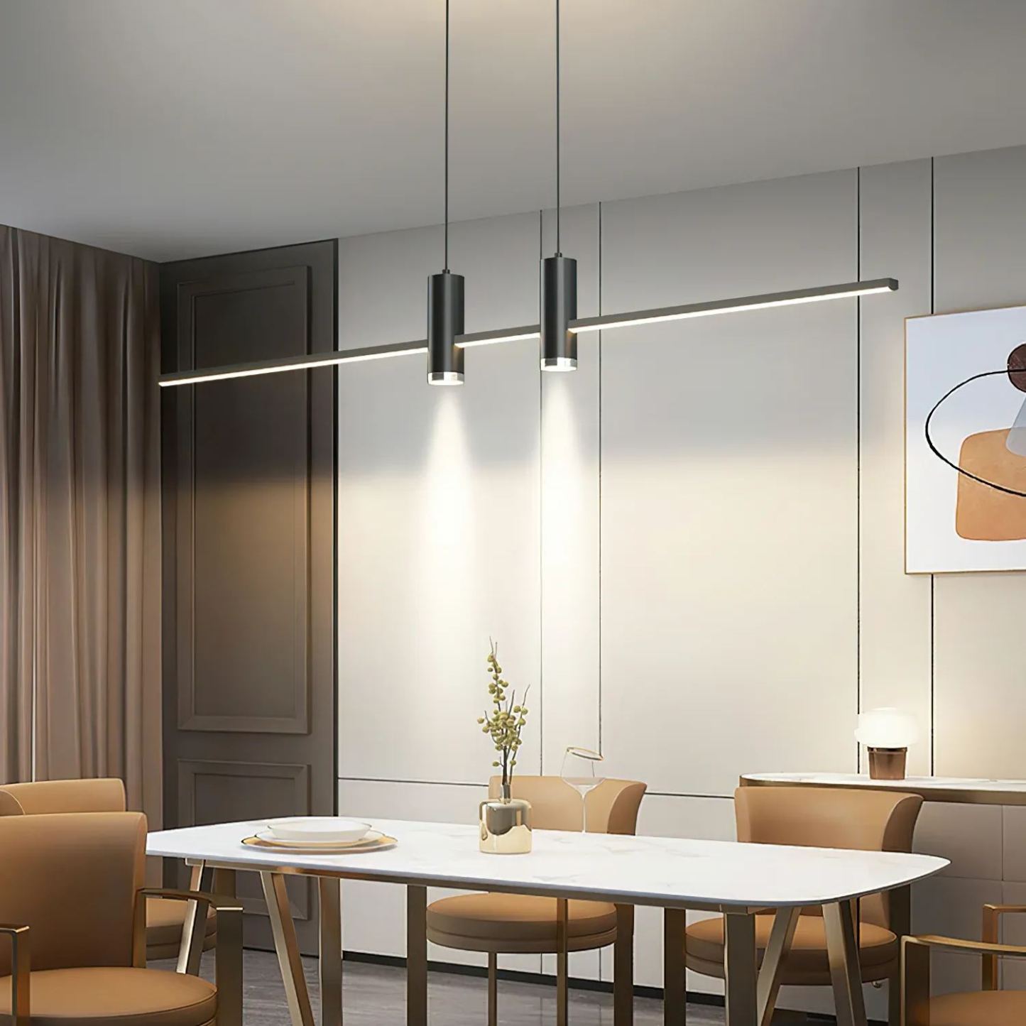 Edge Modern Unusual Long Metal Pendant Light Dining Living Room