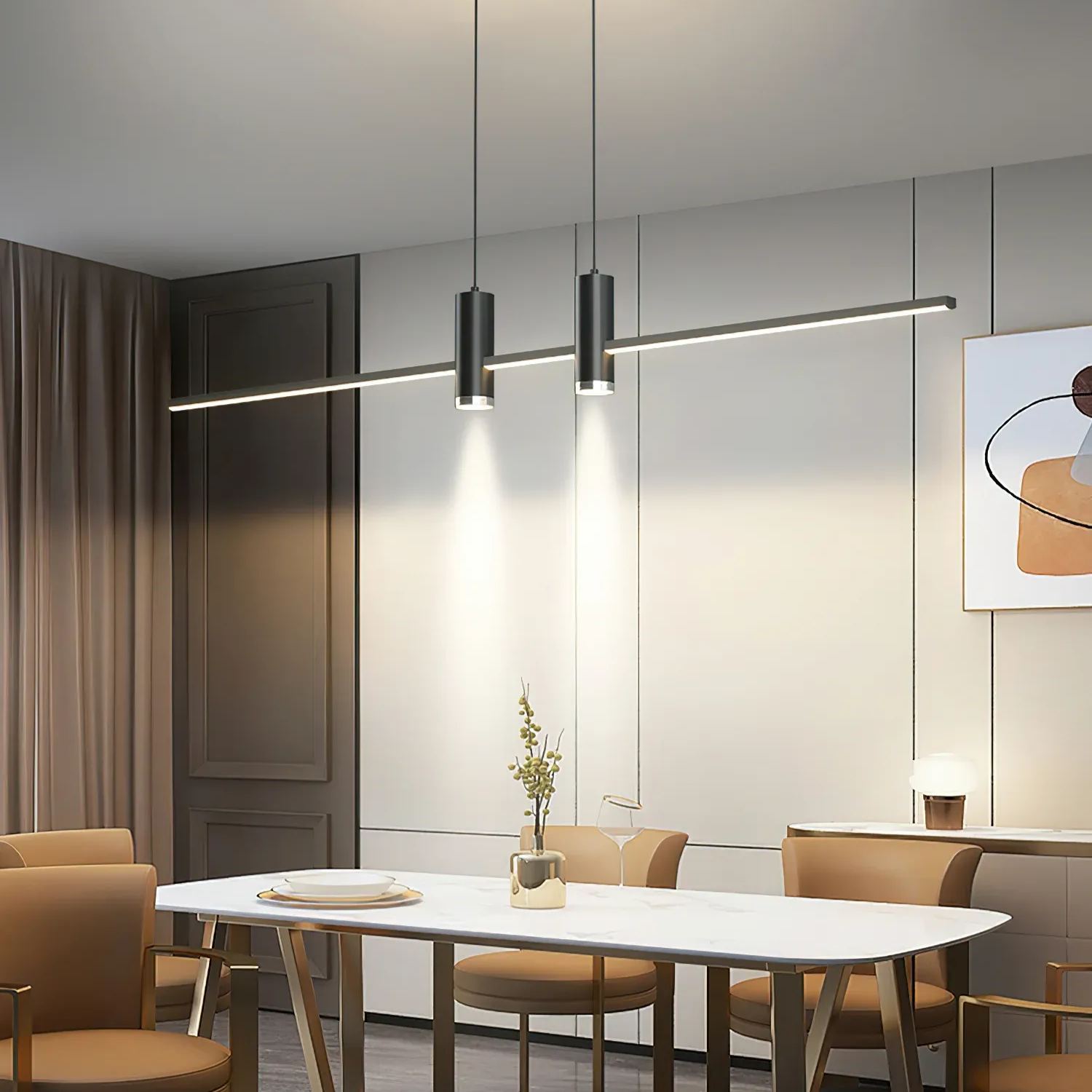 Edge Modern Unusual Long Metal Pendant Light Dining Living Room