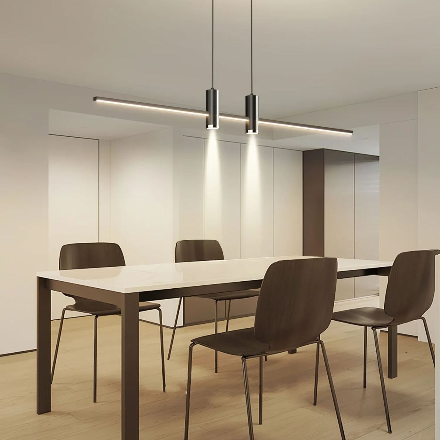 Edge Modern Unusual Long Metal Pendant Light Dining Living Room