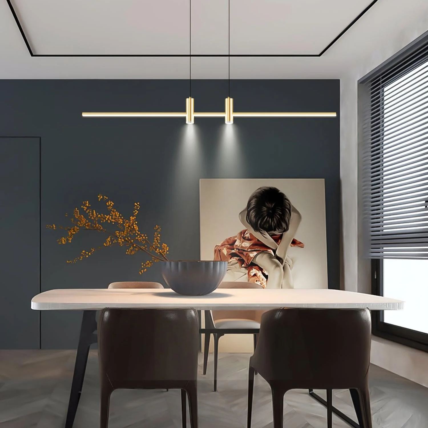 Edge Modern Unusual Long Metal Pendant Light Dining Living Room
