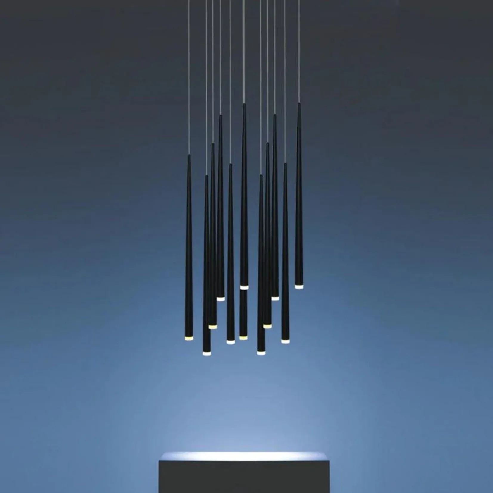 Edge Modern Slender Cone Metal Chandelier Hallway Living Room
