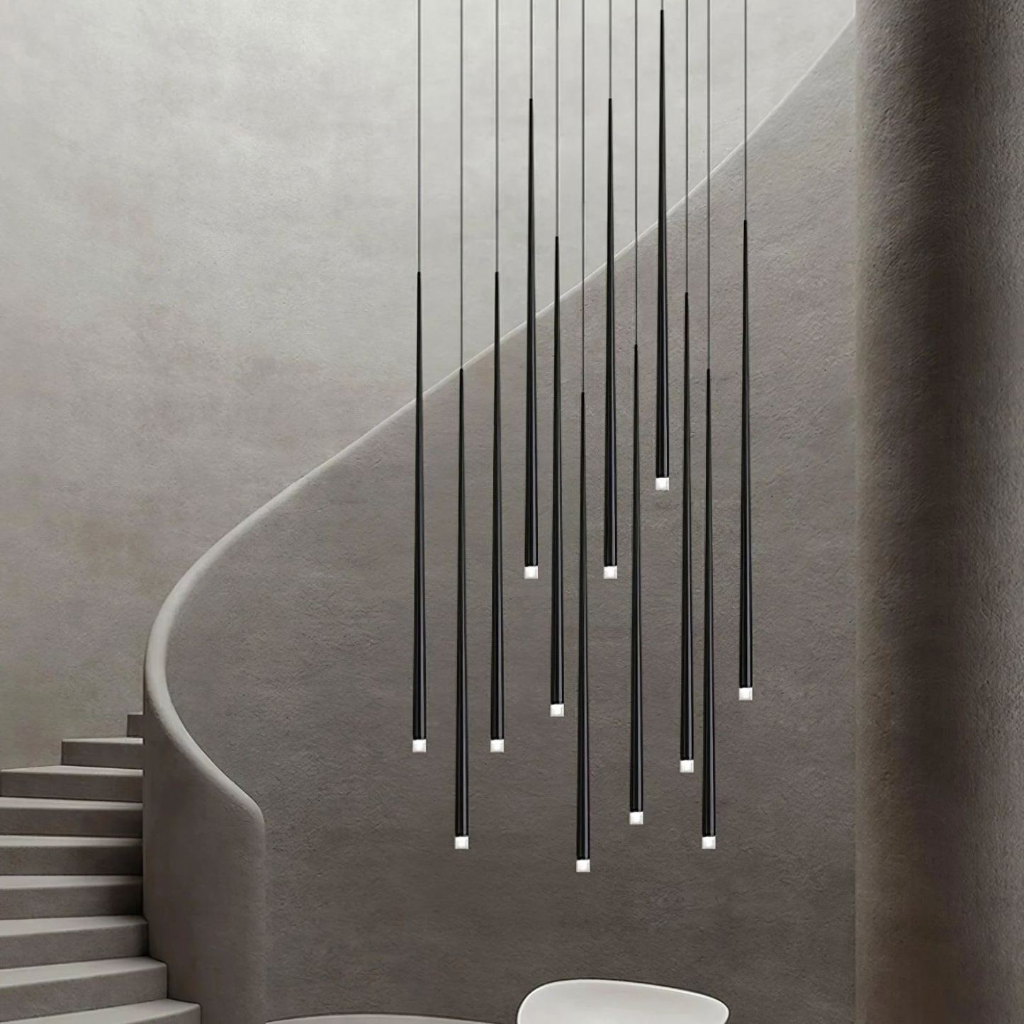 Edge Modern Slender Cone Metal Chandelier Hallway Living Room
