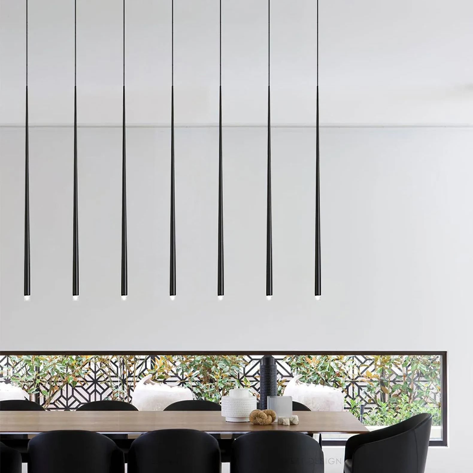 Edge Modern Slender Cone Metal Chandelier Hallway Living Room