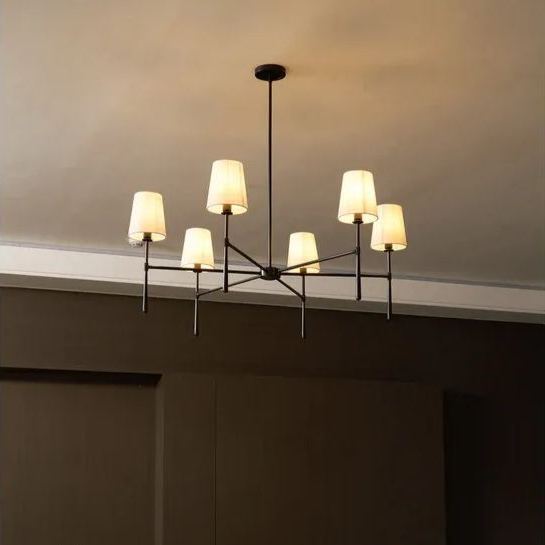 Alessio Vintage Classical Brass Fabric Pendant Light Shades Living Dining Room