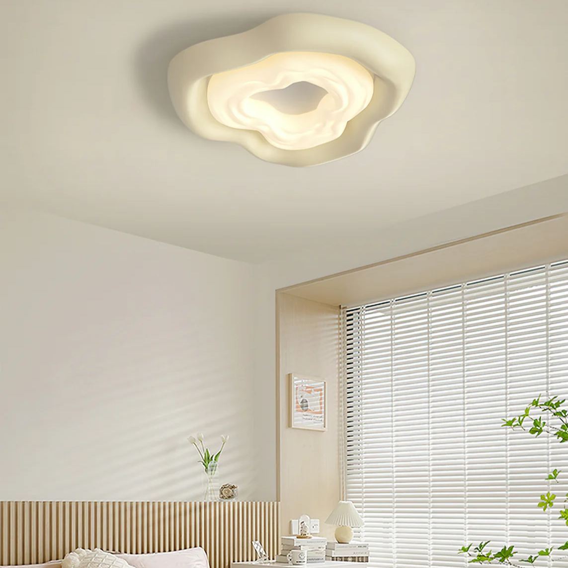 Quinn Ambient White Cream Color Roses Ceiling Lamp Dining Room
