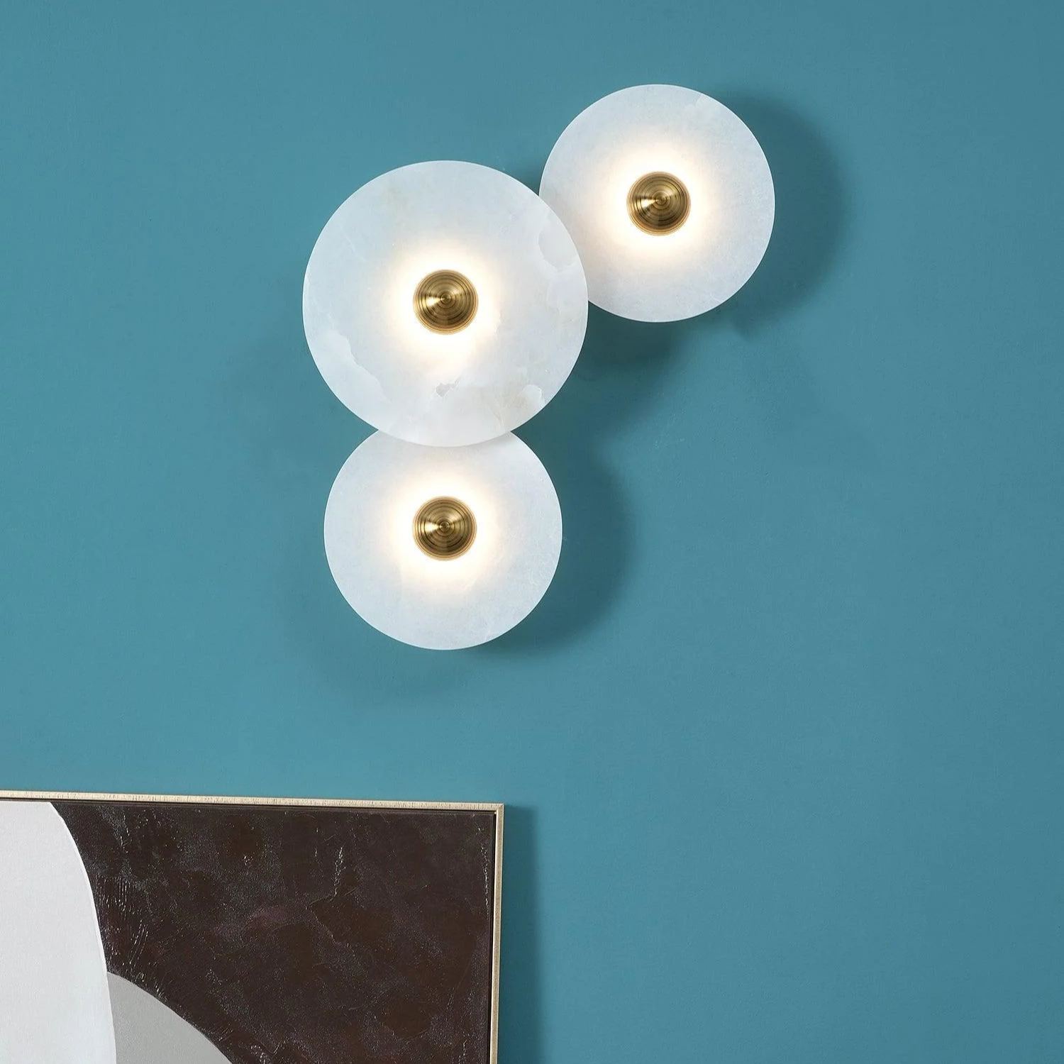Jade Modern Metal Alabaster Wall Lamp Dining Room Bedroom