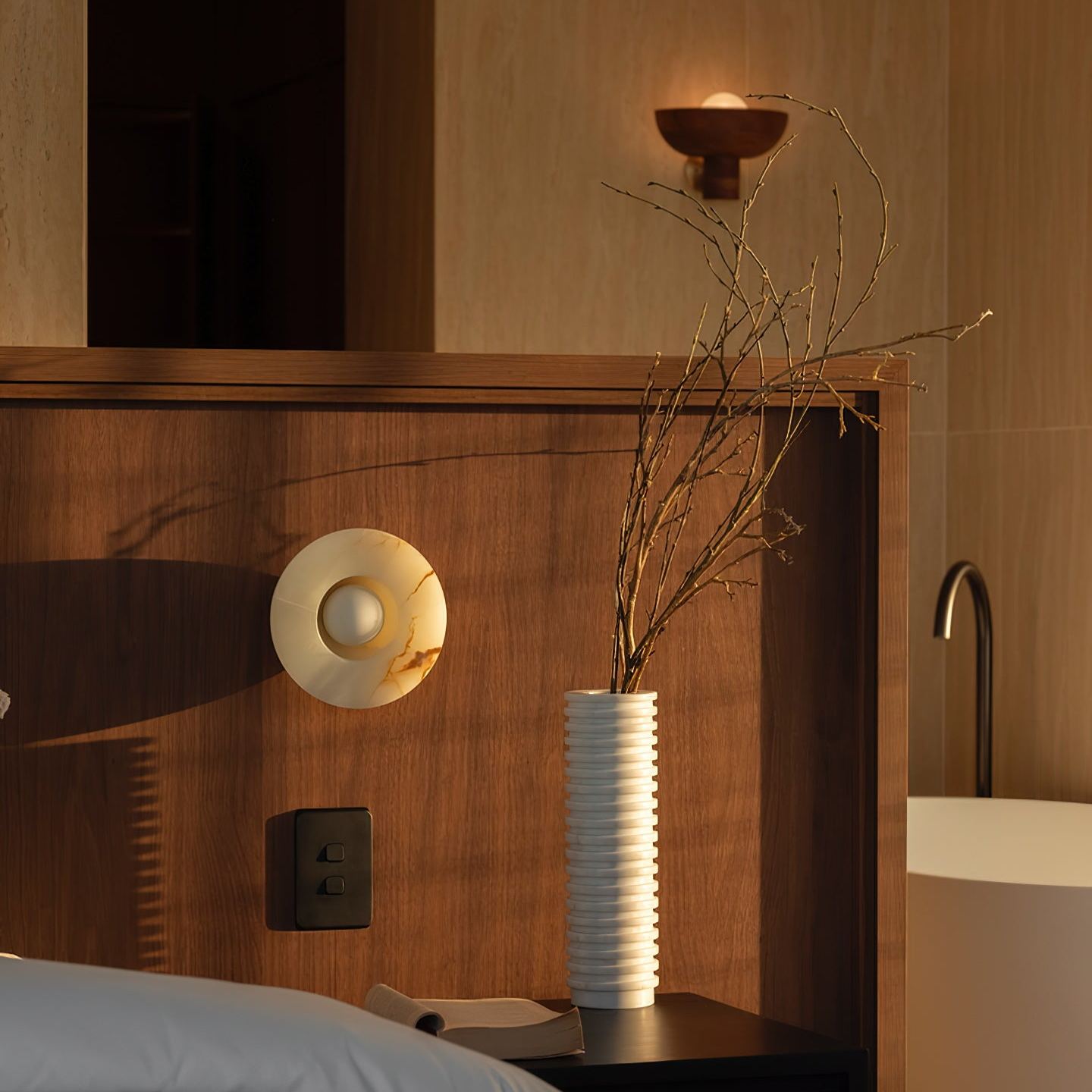 Jade Minimalism Marble Metal Wall Lamp Bedroom Dining Room