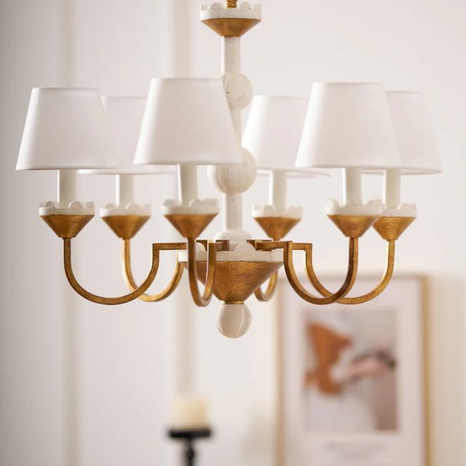 Alessio Gorgeous Metal Wood Fabric Chandelier Dining Room Bedroom