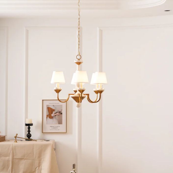 Alessio Gorgeous Metal Wood Fabric Chandelier Dining Room Bedroom