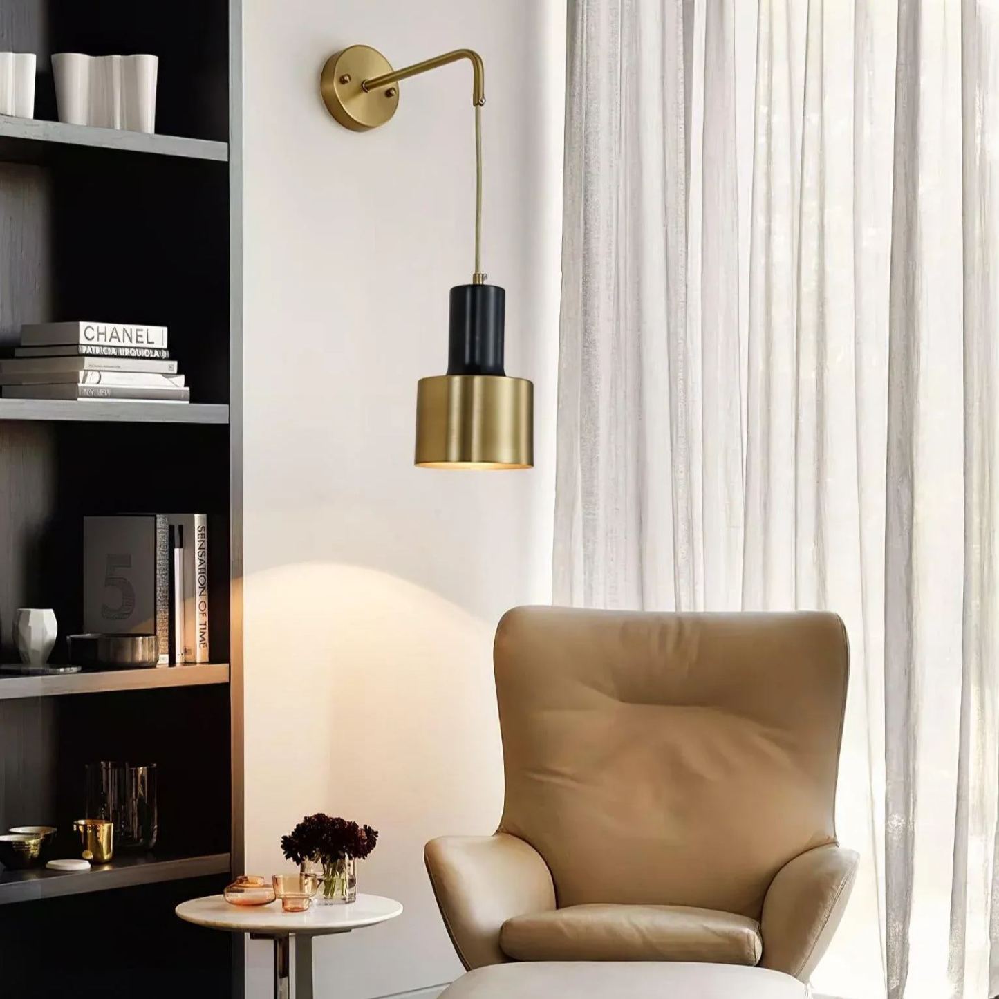 Orr Minimalism Brass Metal Black Wall Lamp Dining Room Bedroom