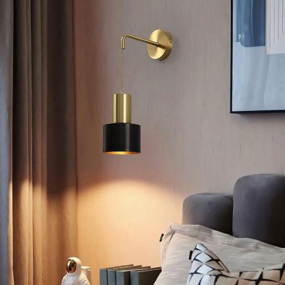 Orr Minimalism Brass Metal Black Wall Lamp Dining Room Bedroom