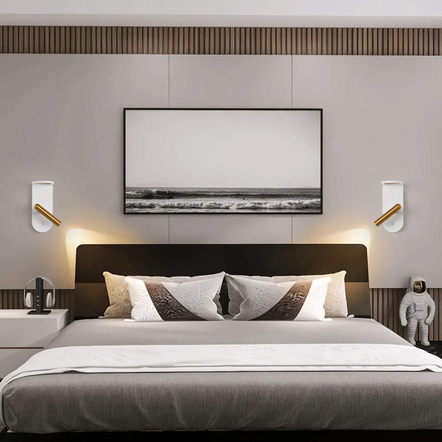 Edge Minimalism Acrylic Metal Black White Wall Light Dining Room Bedroom