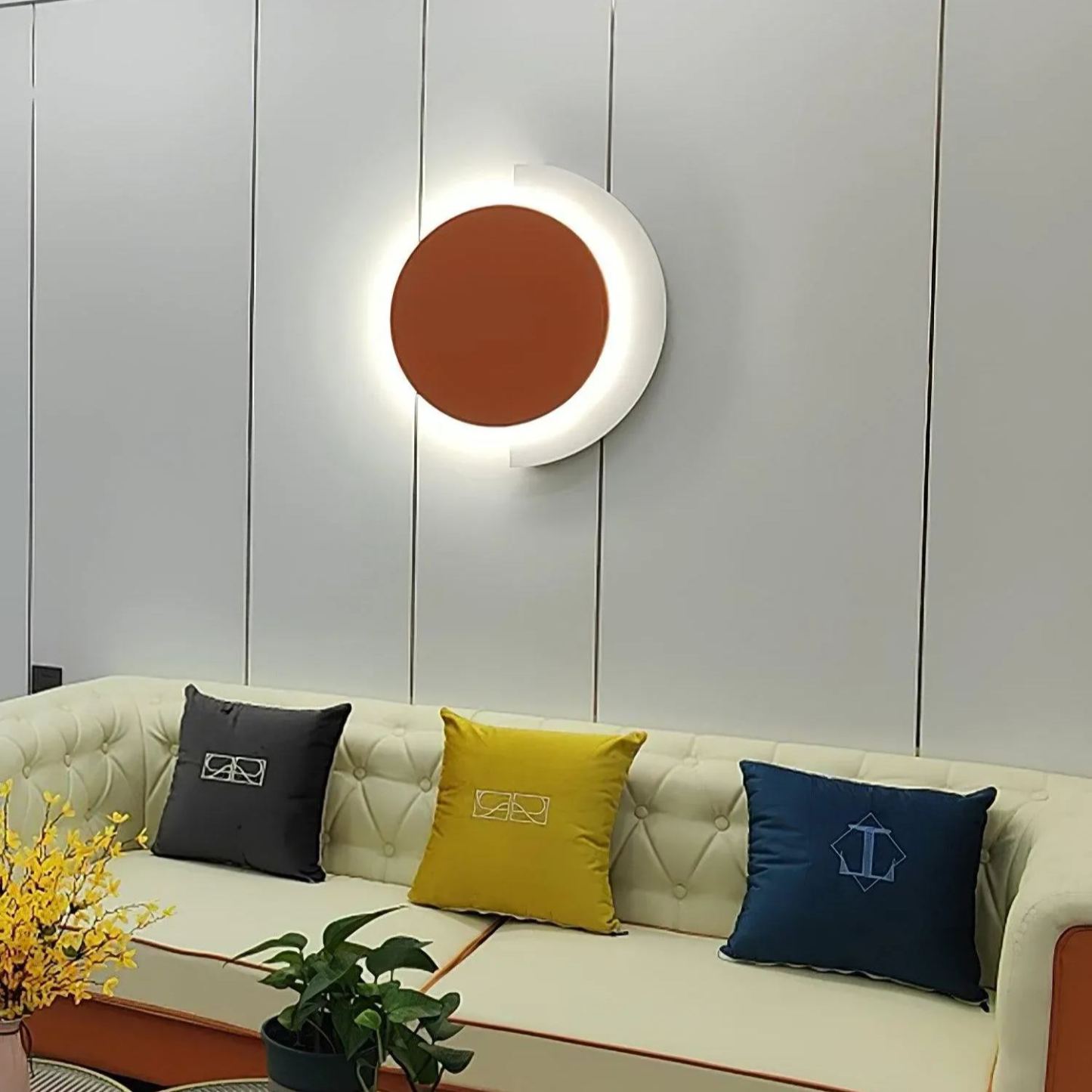Edge Minimalism Rounded Acrylic Metal Wall Light Dining Room Bedroom